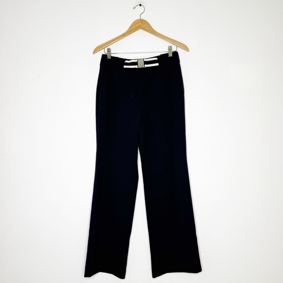 Talbots Navy Pants with Belt Size 6P Petite Straight Leg Stretch Trousers - Picture 1 of 6